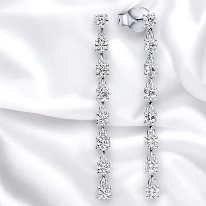 accessory Sterling Silver Cubic Zirconia Dangle Earrings Etsy - Seller $30.87