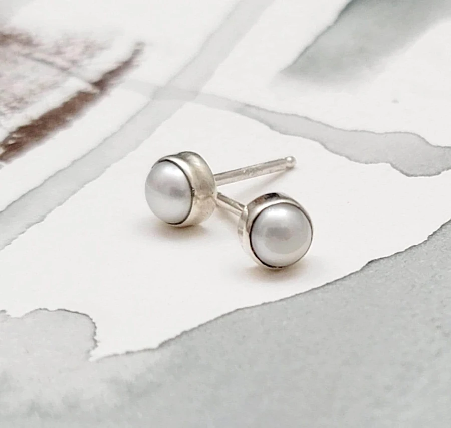 accessory Sterling Silver Dainty Freshwater Pearl Stud Earrings Etsy - LamplighterJewelry $35