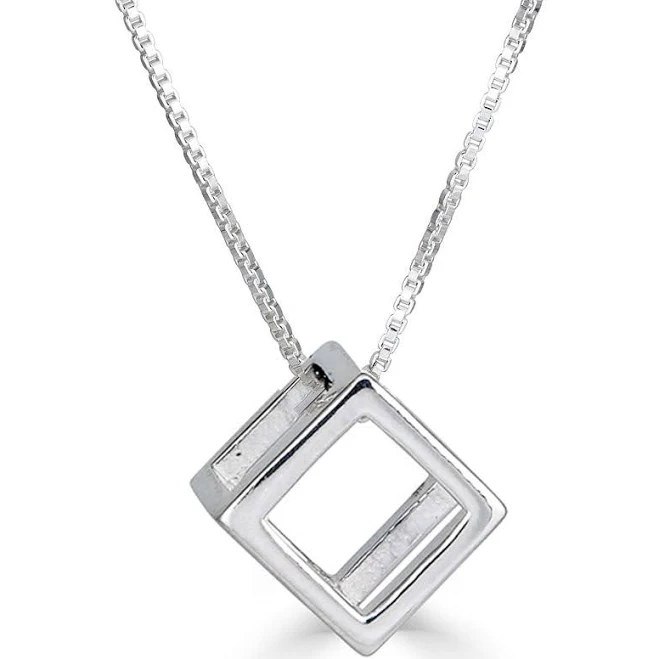 accessory Sterling Silver Geometric Cube Necklace Silver Sculptor $90