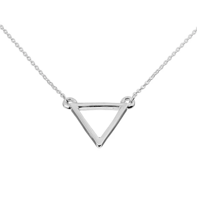 accessory Sterling Silver Geometric Open Triangle Chain Necklace 925silverly.com $38.48