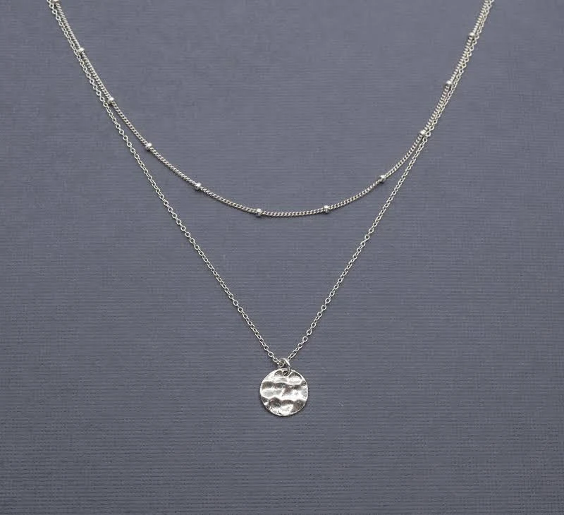 accessory Sterling Silver Hammered Disc Satellite Chain Choker Necklace Etsy - AlisaStudioDesign $74.8