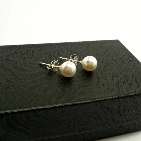 accessory Sterling Silver Pearl Stud Earrings Etsy - Seller $19