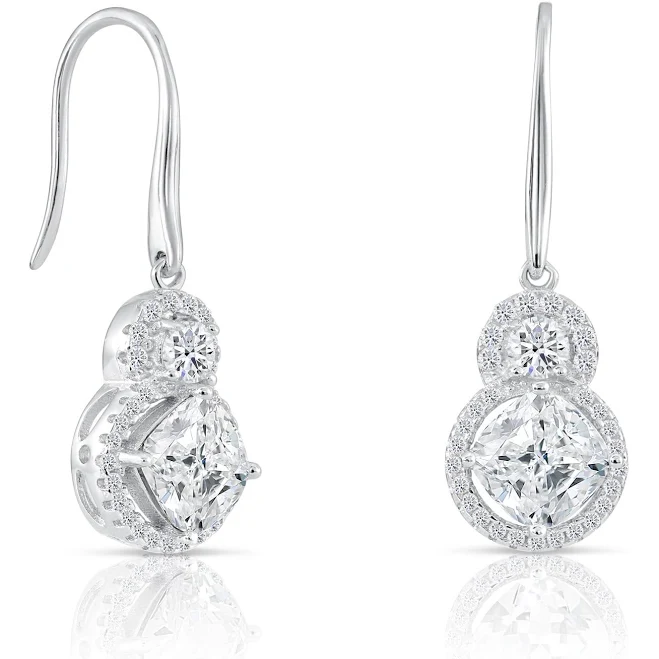 accessory Sterling Silver Sparkling Cubic Zirconia Drop Earrings tilojewelry.com $49.99