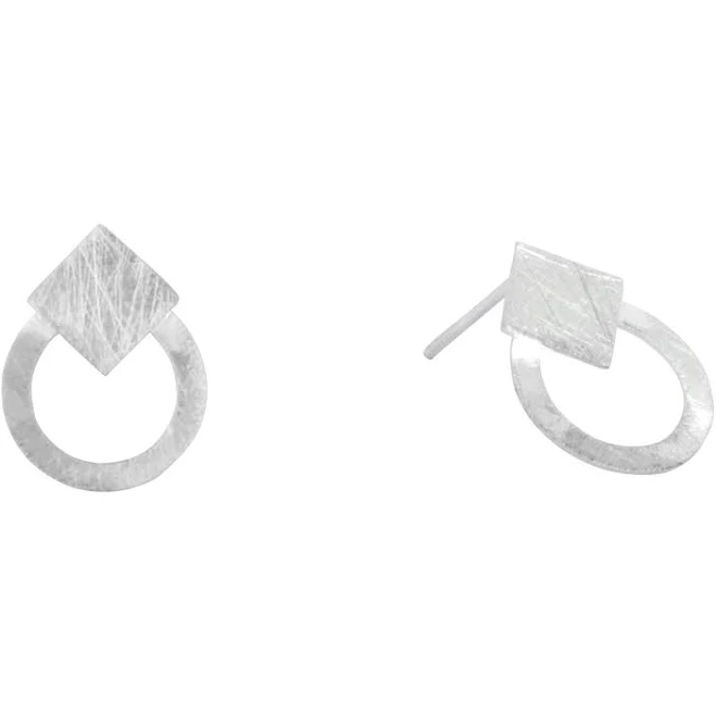 accessory Sterling Silver Square Circle Stud Earrings 925silverly.com $21.35