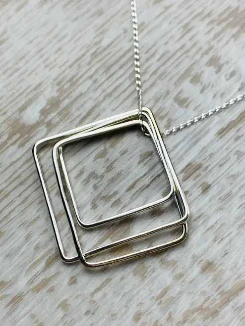 accessory Sterling Silver Triple Geometric Pendant Necklace Etsy - IvyStoneCreative $61.77