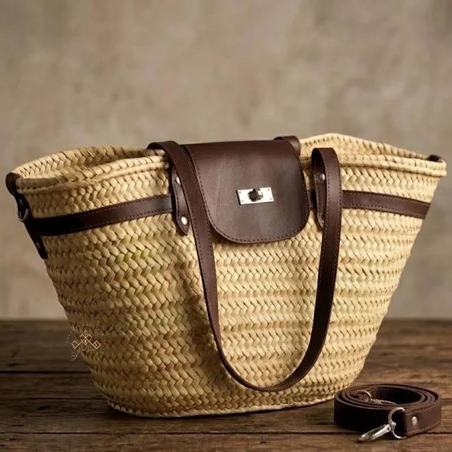 bag Straw Basket Bag with Leather Straps Etsy - Handaa $97.99