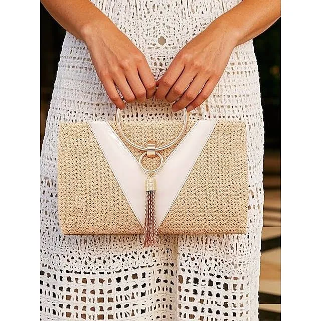bag Straw Clutch Purse with Gold Ring Handle LightInTheBox $32.99