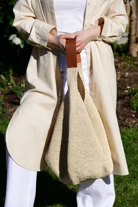 bag Stylish Straw Hobo Bag with Genuine Leather Strap Etsy - Seller $65.04