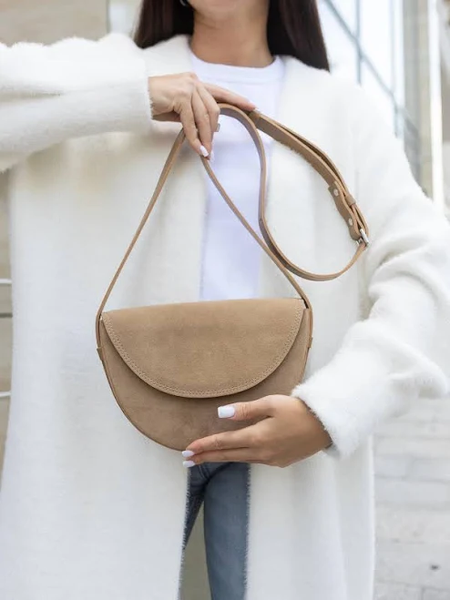 bag Suede Crescent Crossbody Handbag Etsy - Seller $58