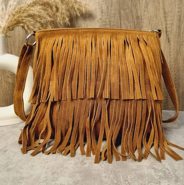 bag Suede Leather Fringe Crossbody Bag Etsy - Seller $46.08