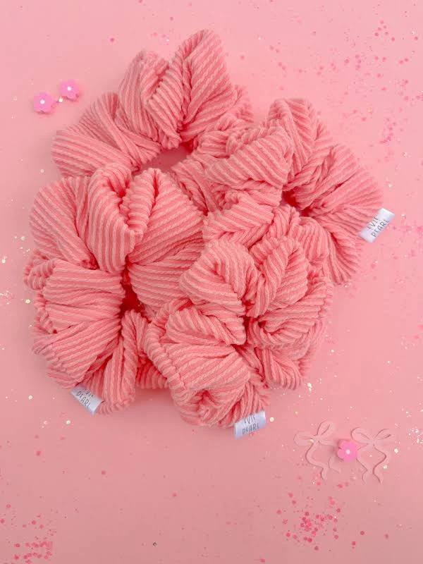 accessory Sunkist Coral Ribbed Scrunchy Evie Pearl Handmade $12