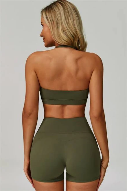 matching set The Bold Halter Sports Bra Shorts 2-Piece Set Sfigure $39