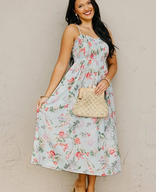 dress The Reese Smocked Bodice Floral Midi Dress MOD Boutique $68.99