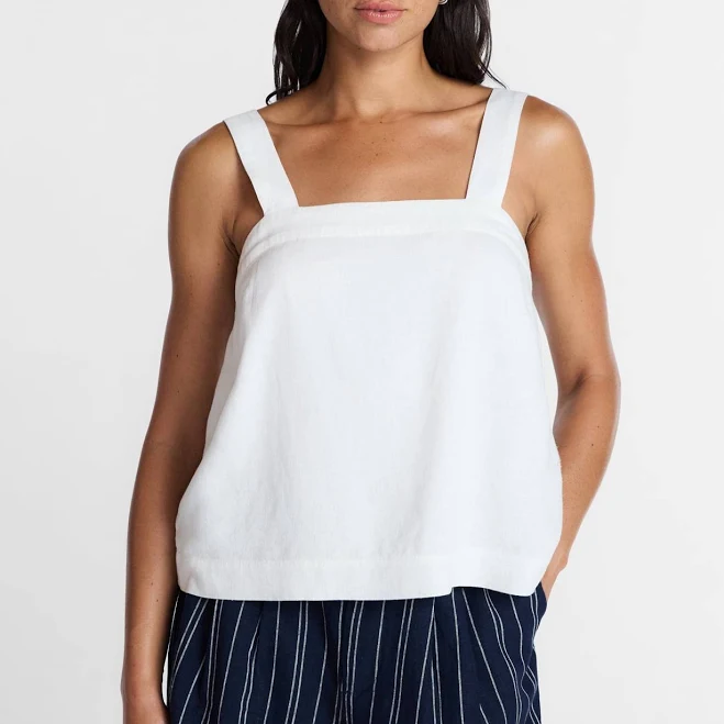 top Time and Tru Women's Linen Blend Square Neck Tank Top Walmart $14.98