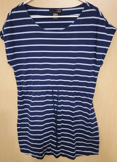 dress Trixie + Lulu Navy Blue And White Striped Cotton T Shirt Dress Size eBay - justgoandbuyit $19.99