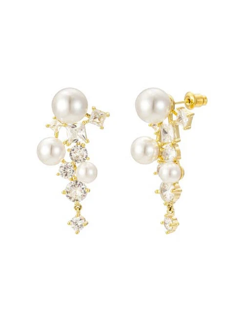 accessory Untamed Petals Alexandra Pearl and Crystal Drop Earrings in 14k Gold Nordstrom $62.05