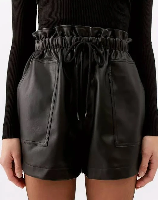 shorts Urban Outfitters Uo Women's Paperbag Faux Leather Pull-on Shorts Black eBay - sbel4070 $34.9
