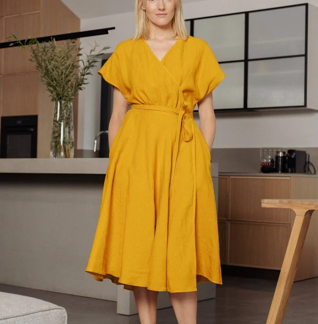 dress Vasare Linen Wrap Dress Etsy - Seller $236.61