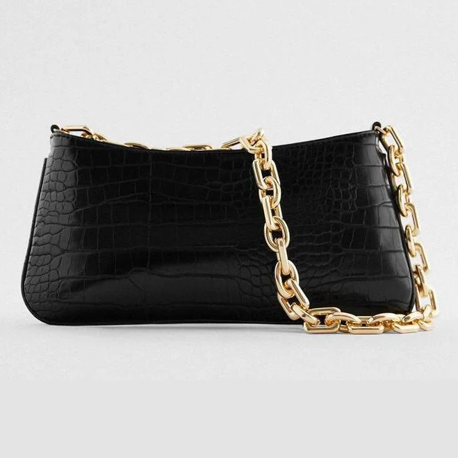 bag Vegan Leather Croc Print Baguette Bag RomyTisa $64.99