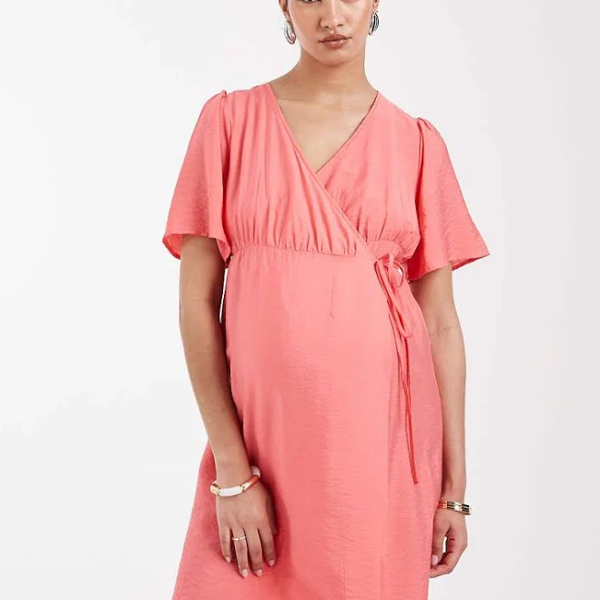 dress Vero Moda Maternity Flutter Sleeve Wrap Front Mini Dress ASOS $58