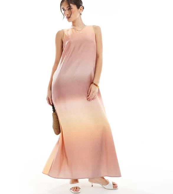 dress Vero Moda sleeveless drapey maxi dress in pink and orange ombre ASOS $28.8