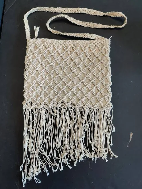 bag Vintage Macrame Fringe Shoulder Bag -jamaica Purse Boho 1970s -cream eBay $25