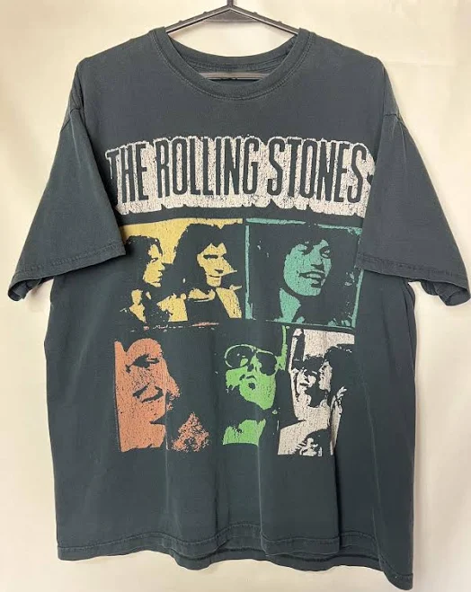 t-shirt Vintage style The Rolling Stones Band T-Shirt 90s Style Rock Tee Distressed Graphic Oversized Faded Black Unisex Shirt Etsy - Seller $24.8