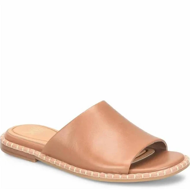shoes Women Noble Ii Flat Leather Slide In Sand ShopSimon $59.8