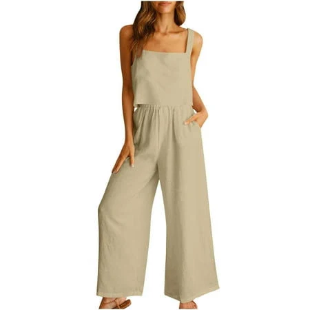 matching set Women's 2 Piece Linen Lounge Set Walmart - FchengtaiS Co.Ltd $13.59