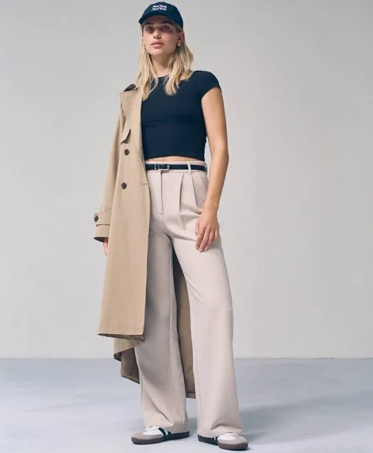 wide leg pants Women's Abercrombie & Fitch A&F Sloane Tailored Wide Leg Pant Abercrombie & Fitch $26.97