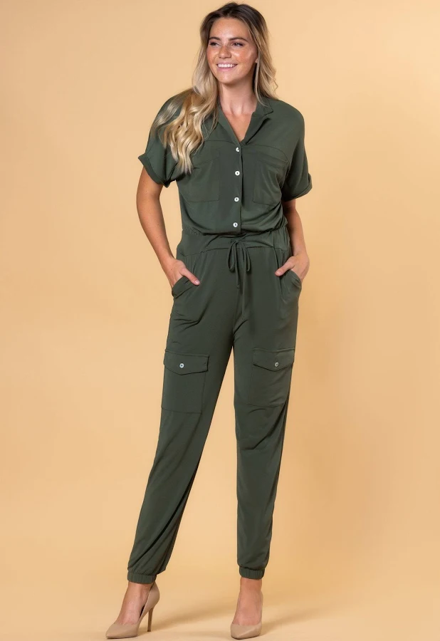 jumpsuit Women's Drawstring Waist Cargo Pocket Jumper SexyModest Boutique $75