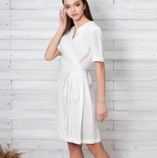 dress Women's Fitted Linen Wrap Dress Etsy - linocolore $78.75