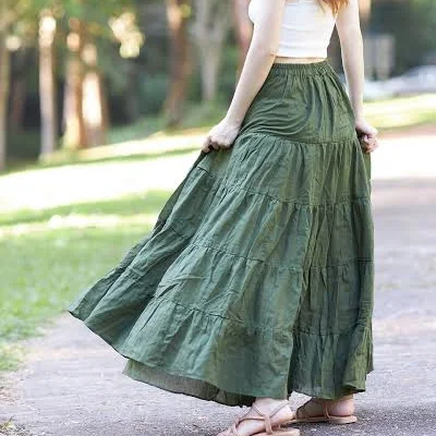 skirt Women's Flowy Tiered Ruffle Maxi Skirt Etsy - Lannaclothesdesign $44.95