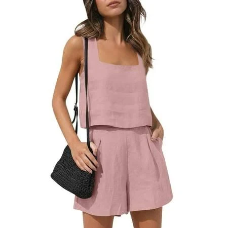 matching set Women's Linen 2 Piece Shorts Set Walmart - IYYVV $19.99