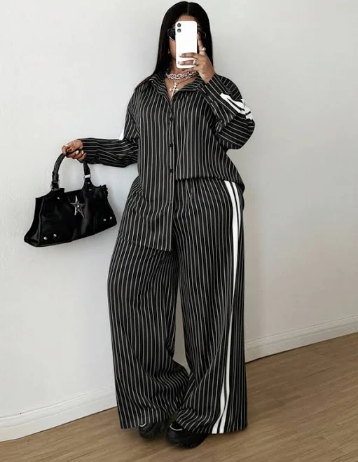 matching set Women's Loose Fit Striped Two-Piece Set Shein $25.58