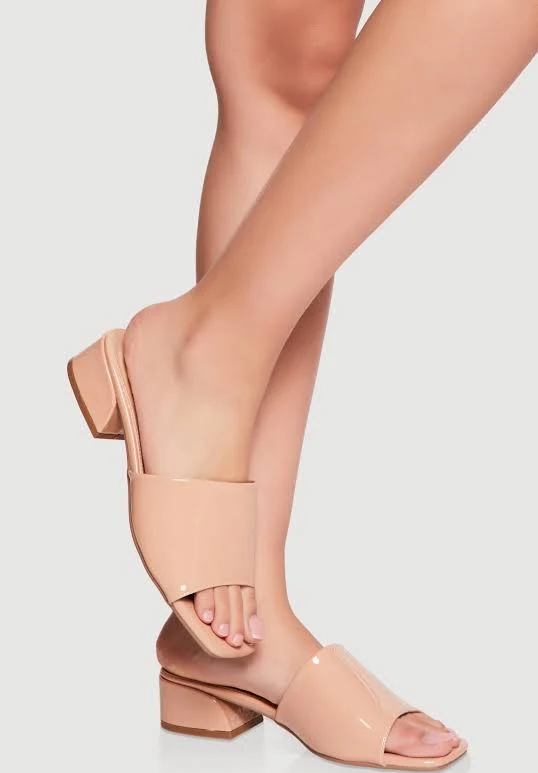 shoes Women's Open Toe Low Block Heel Slide Sandals Rainbow Shops $19.99