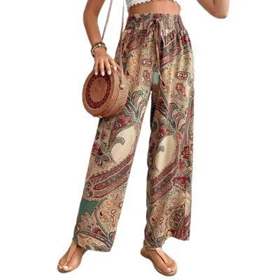 pants Women's Paisley High Waist Wide Leg Pants with Drawstring Target $36.99