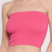 tube top Womens Ribbed Knit Seamless Tube Top, Fuchsia, Size M-L - Rainbow Shops Rainbow Shops $5.99