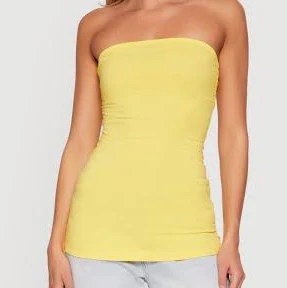 tube top Women's Ruched Strapless Top Rainbow Shops $6.99