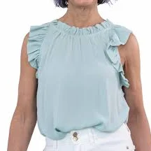 sleeveless top Women's Ruffle Neck Sleeveless Keyhole Back Blouse Ava Lane Boutique $16.9