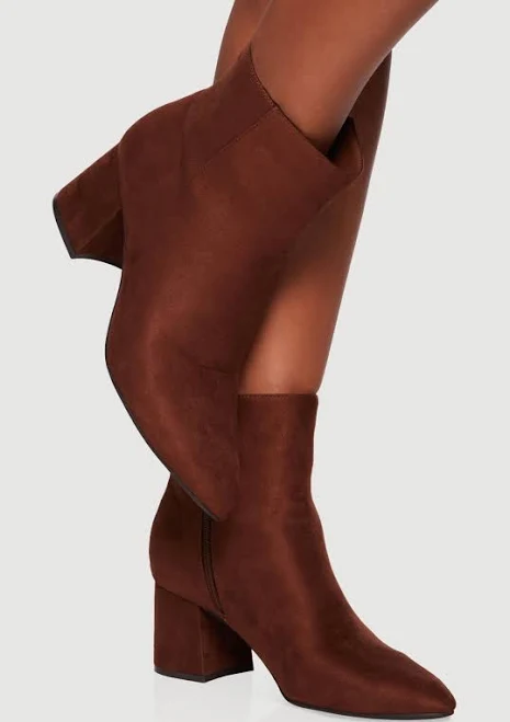 shoes Womens Side Zip Block Heel Pointy Toe Booties Rainbow Shops $15