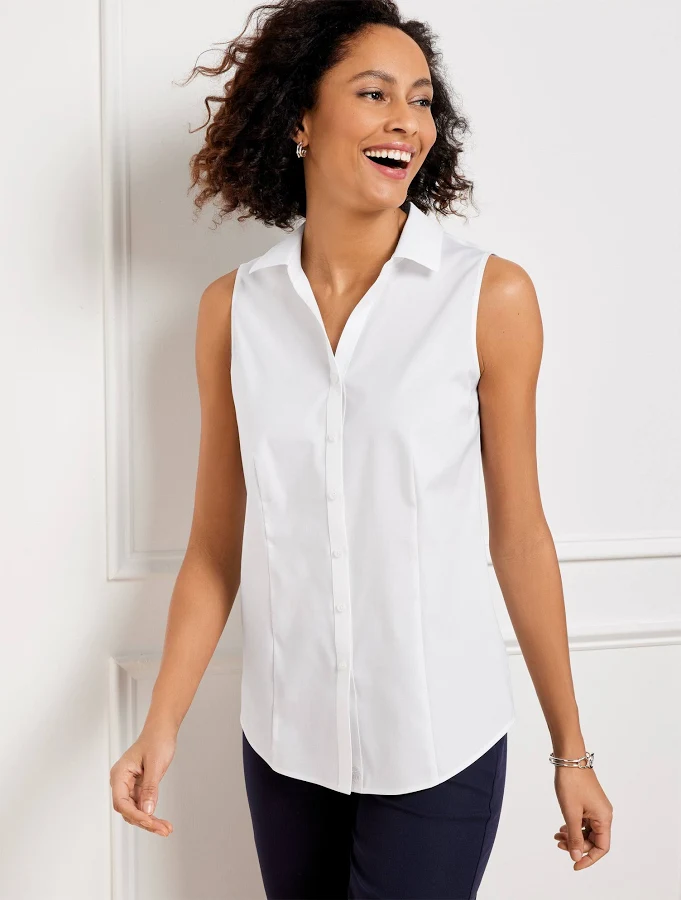 top Women's Talbots Non-Iron Sleeveless Perfect Shirt Talbots $53.7