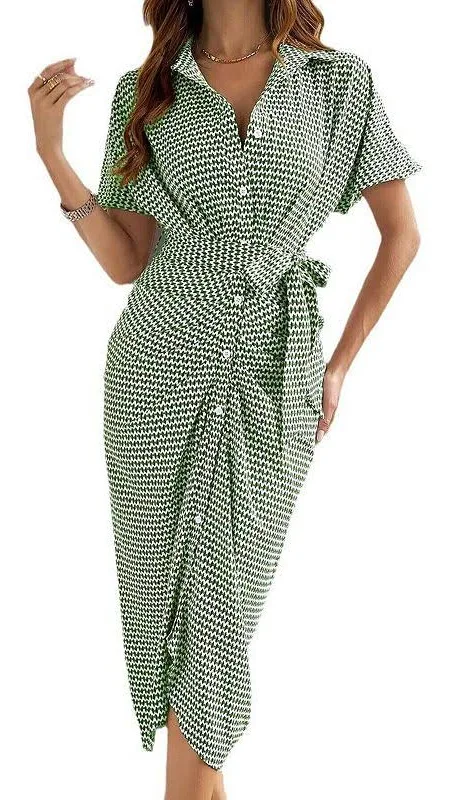 dress Women's V-Neck Short Sleeve Midi Shirt Dress with Belt Kohl's $32.99