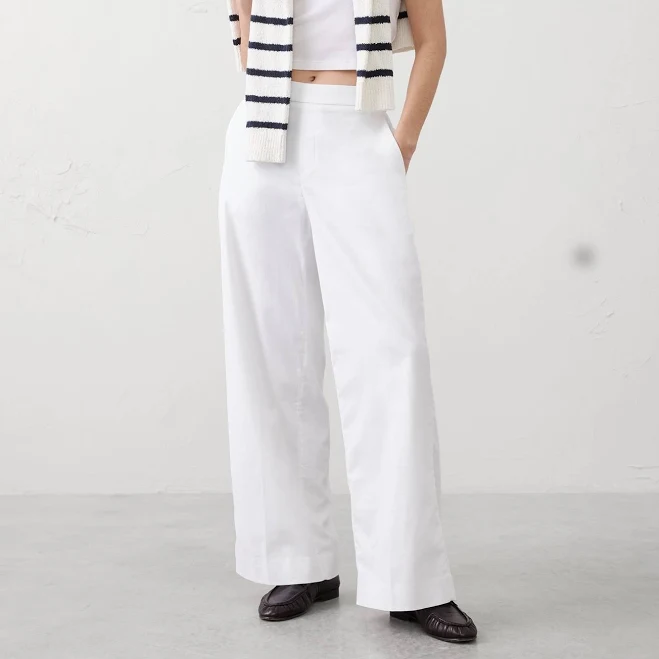 pants Women's Wide-Leg High-Rise Linen-Blend Pant Banana Republic Factory $50