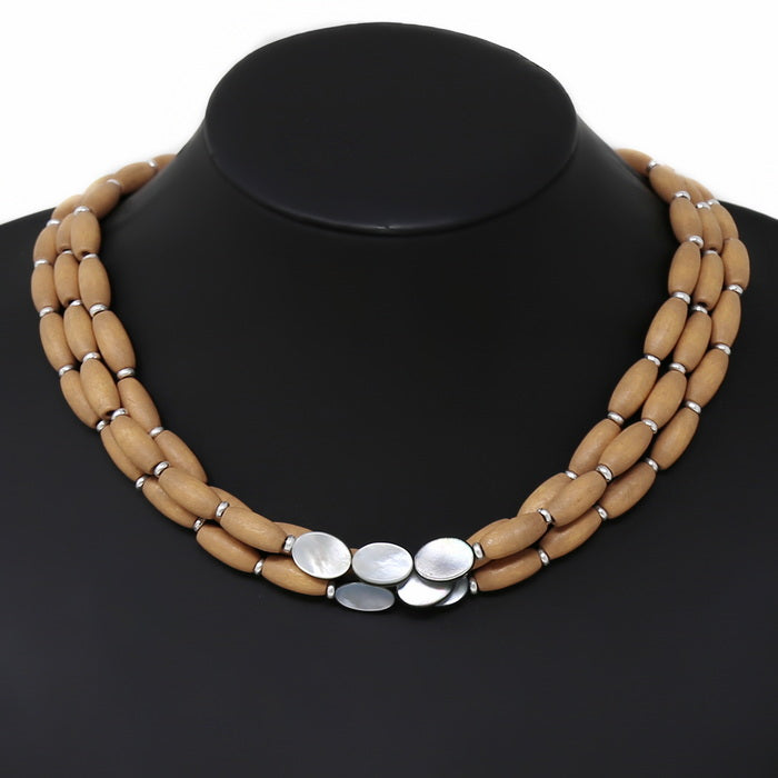accessory Wood And Shell Beaded Layered Necklace US Jewelry House $10.5