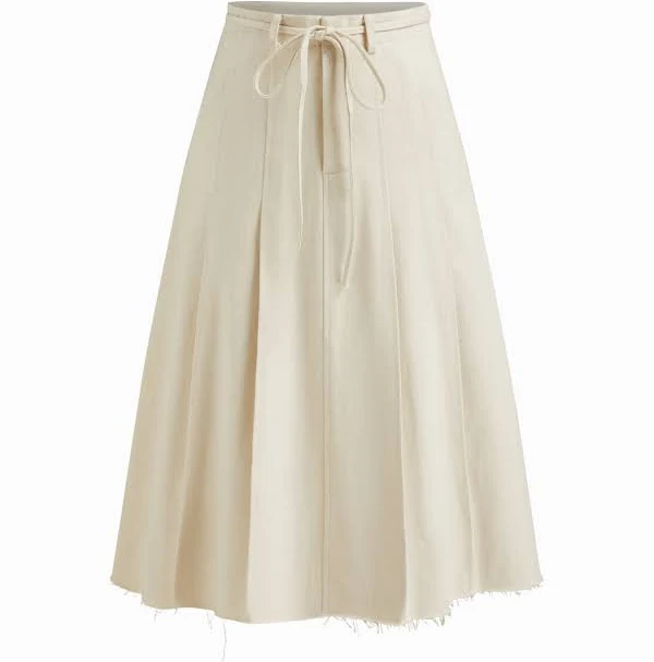 skirt Woven Cotton Mid Rise Pleated Midi Skirt Cider $31.92