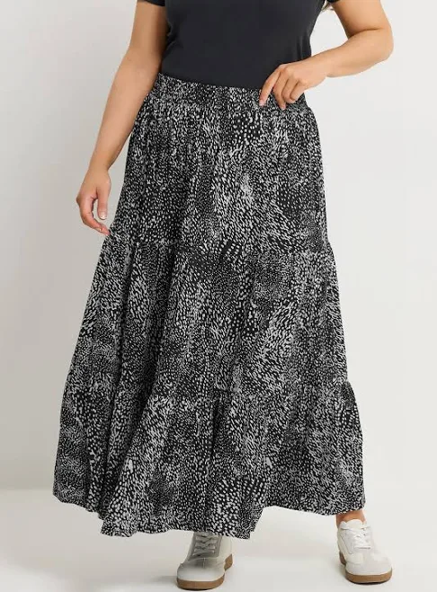skirt Yours Curve Abstract Tiered Viscose Skirt Yours Clothing United States $38