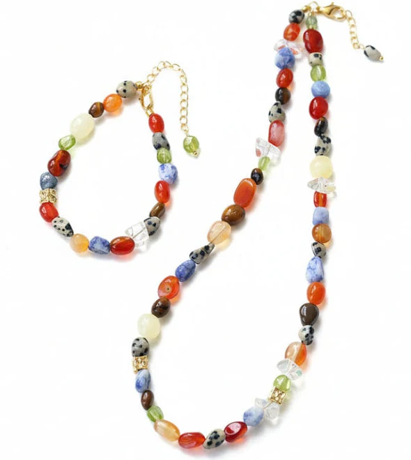 accessory Zafari Natural Stone Beaded Necklace & Bracelet Set Zafari Studio $89
