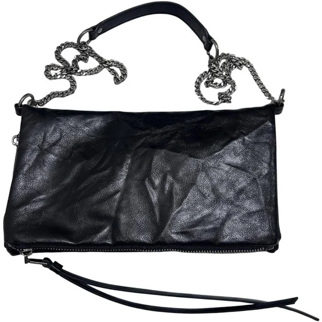 bag Zara Black Faux Leather Mini Crossbody Bag with Silver Chain Strap Depop $19