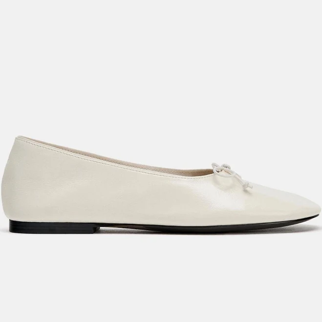 shoes Zara Limited Edition Leather Ballet Flats with Bow Zara USA $149